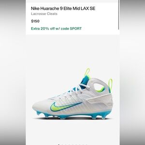 Men’s Nike Lacrosse Cleats in White with Blue and Green